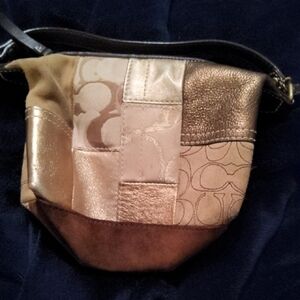Coach Gold and Brown Patchwork Mini Bag
